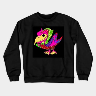 cute seagull pelican bird ecopop mexican pattern art Crewneck Sweatshirt